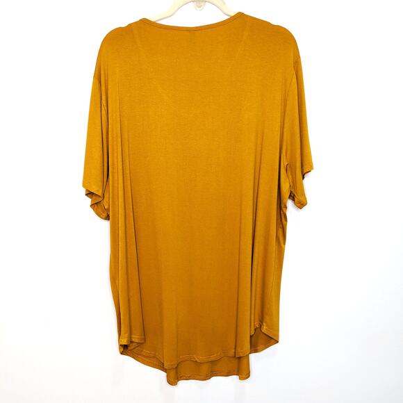 2 New Allegrace Womens 3X Shirts Tops Plus Size Short Sleeve Tan Yellow - Picture 11 of 11